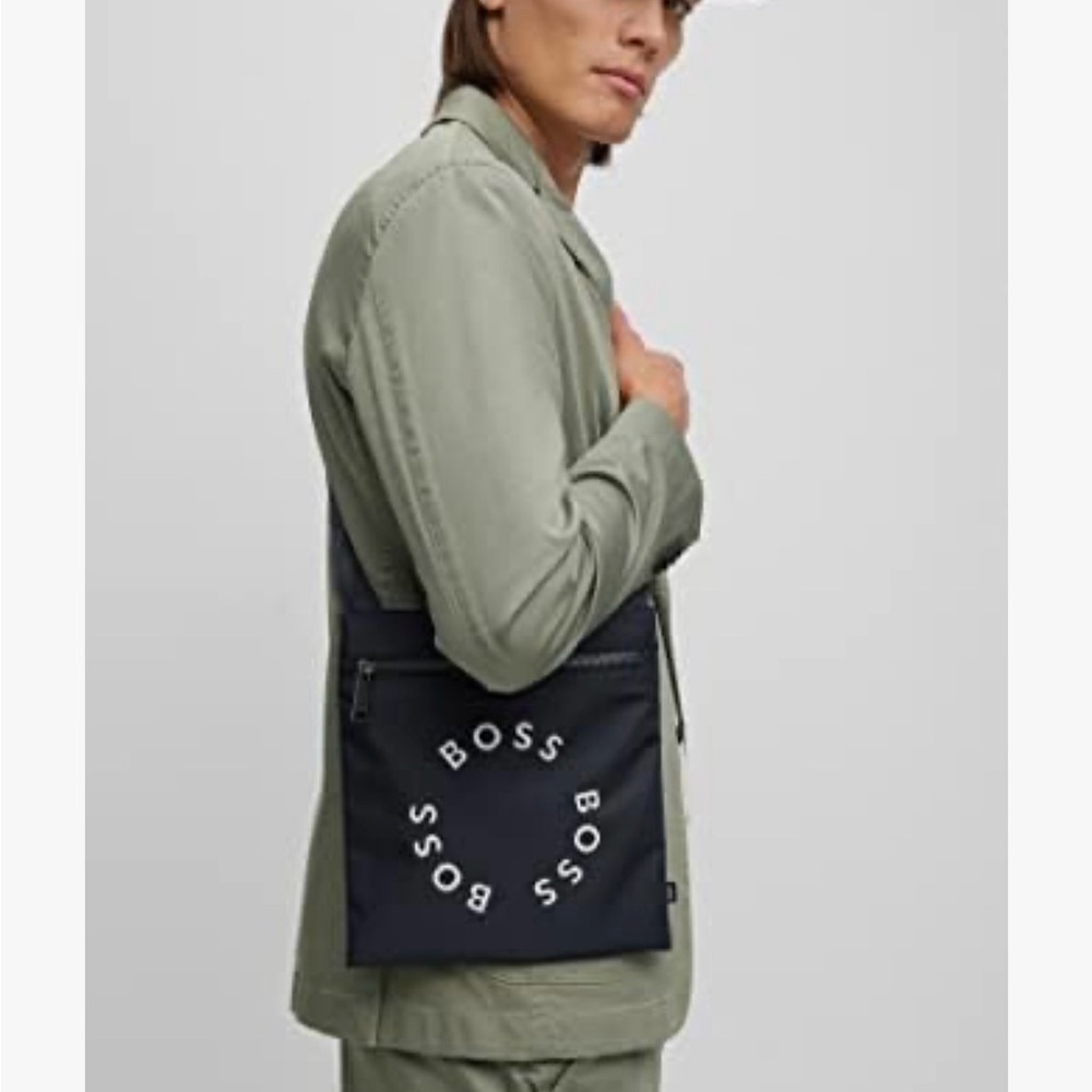 Boss Mens Envelope Crossbody Zip Bag Navy Blue